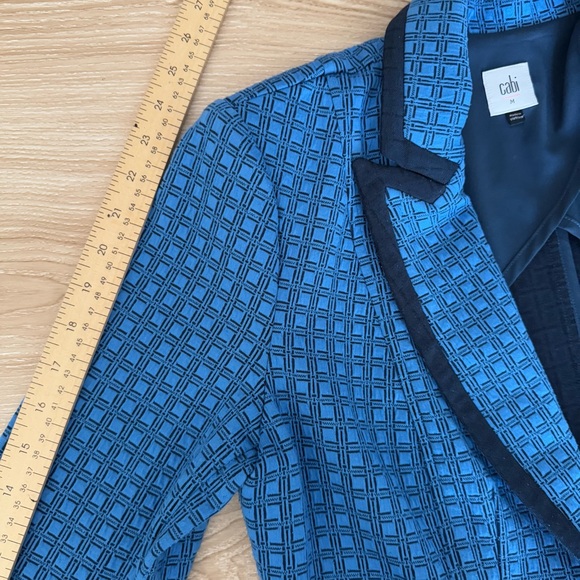 Cabi Medium Scholarship Blazer Blue Checkered Jacquard Knit Fall Career Office - Picture 10 of 10